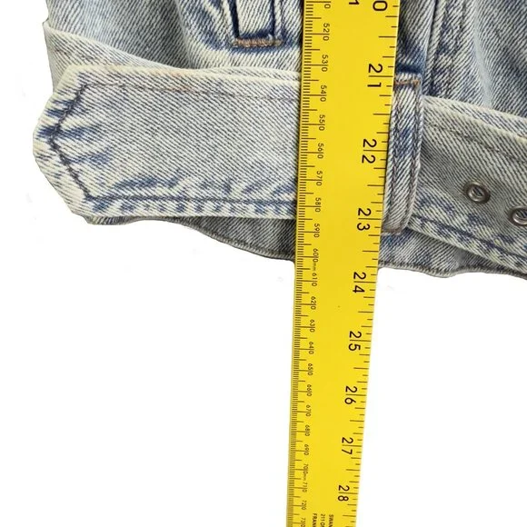 BLANKNYC Denim Moto Vest Grunge Biker 80's Light Wash Belted Medium Diagonal Zip - Picture 9 of 10